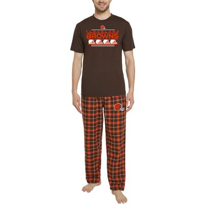 Men's Concepts Sport Brown/Orange Cleveland Browns Arctic T-Shirt & Flannel Pants Sleep Set