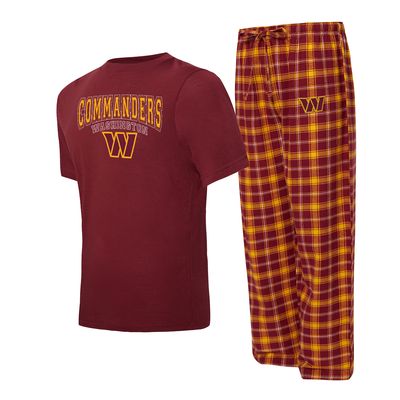 Men's Concepts Sport Burgundy/Gold Washington Commanders Arctic T-Shirt & Pajama Pants Sleep Set