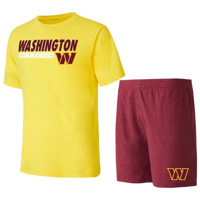 Men's Concepts Sport Burgundy/Gold Washington Commanders Meter T-Shirt & Shorts Sleep Set