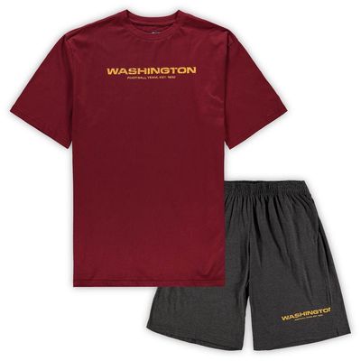 Men's Concepts Sport Burgundy/Heathered Charcoal Washington Football Team Big & Tall T-Shirt & Shorts Set