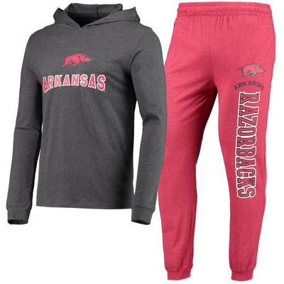 Men's Concepts Sport Cardinal/Heather Charcoal Arkansas Razorbacks Meter Long Sleeve Hoodie T-Shirt & Jogger Pajama Set