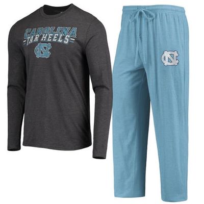 Men's Concepts Sport Carolina Blue/Heathered Charcoal North Carolina Tar Heels Meter Long Sleeve T-Shirt & Pants Sleep Set in Light Blue at