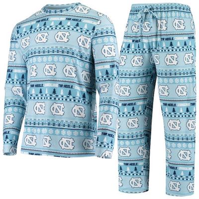 Men's Concepts Sport Carolina Blue North Carolina Tar Heels Ugly Sweater Knit Long Sleeve Top and Pant Set in Light Blue
