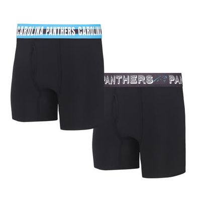 Men's Concepts Sport Carolina Panthers Gauge Knit Boxer Brief Two-Pack in Black