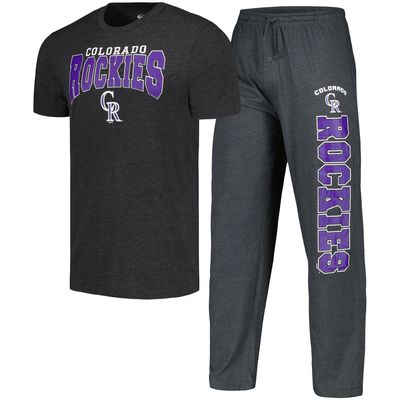 Men's Concepts Sport Charcoal/Black Colorado Rockies Meter T-Shirt & Pants Sleep Set
