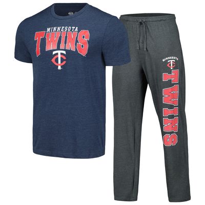 Men's Concepts Sport Charcoal/Navy Minnesota Twins Meter T-Shirt & Pants Sleep Set