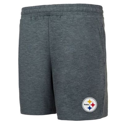 Men's Concepts Sport Charcoal Pittsburgh Steelers Powerplay Tri-Blend Fleece Shorts