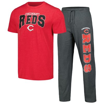 Men's Concepts Sport Charcoal/Red Cincinnati Reds Meter T-Shirt & Pants Sleep Set
