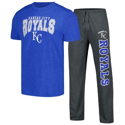 Men's Concepts Sport Charcoal/Royal Kansas City Royals Meter T-Shirt & Pants Sleep Set