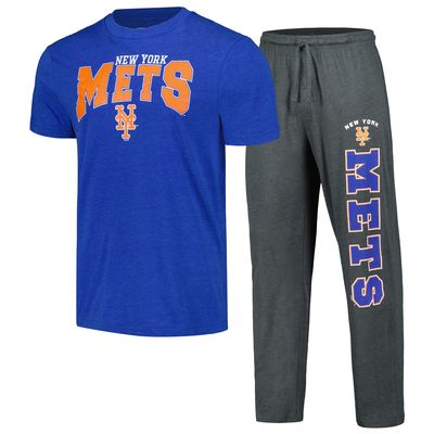 Men's Concepts Sport Charcoal/Royal New York Mets Meter T-Shirt & Pants Sleep Set