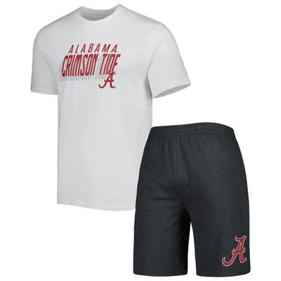 Men's Concepts Sport Charcoal/White Alabama Crimson Tide Downfield T-Shirt & Shorts Set