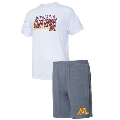 Men's Concepts Sport Charcoal/White Minnesota Golden Gophers Downfield T-Shirt & Shorts Set