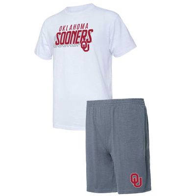Men's Concepts Sport Charcoal/White Oklahoma Sooners Downfield T-Shirt & Shorts Set