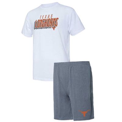 Men's Concepts Sport Charcoal/White Texas Longhorns Downfield T-Shirt & Shorts Set