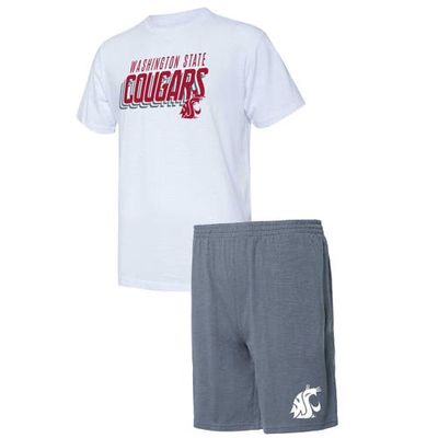 Men's Concepts Sport Charcoal/White Washington State Cougars Downfield T-Shirt & Shorts Set