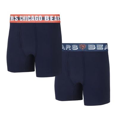 Men's Concepts Sport Chicago Bears Gauge Knit Boxer Brief Two-Pack in Navy