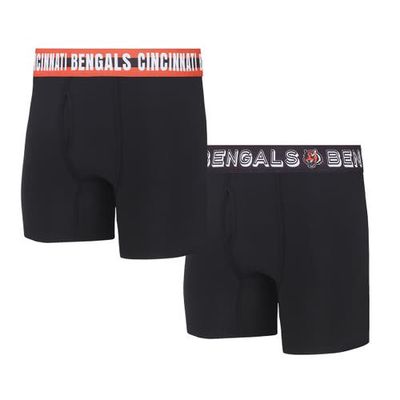 Men's Concepts Sport Cincinnati Bengals Gauge Knit Boxer Brief Two-Pack in Black