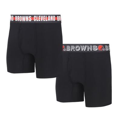 Men's Concepts Sport Cleveland Browns Gauge Knit Boxer Brief Two-Pack in Black