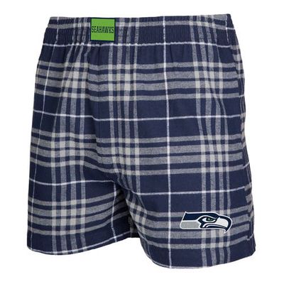 Men's Concepts Sport College Navy/Gray Seattle Seahawks Concord Flannel Boxers