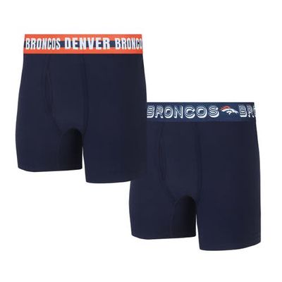 Men's Concepts Sport Denver Broncos Gauge Knit Boxer Brief Two-Pack in Navy