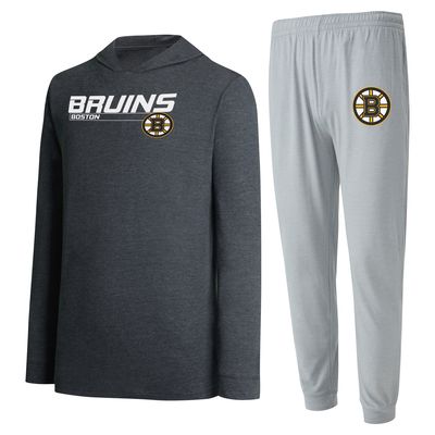 Men's Concepts Sport Gray/Black Boston Bruins Meter Pullover Hoodie & Jogger Pants Set