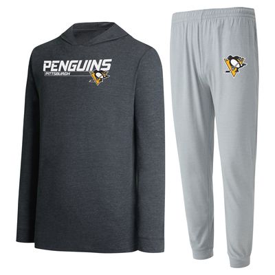 Men's Concepts Sport Gray/Black Pittsburgh Penguins Meter Pullover Hoodie & Jogger Pants Set