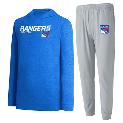 Men's Concepts Sport Gray/Blue New York Rangers Meter Pullover Hoodie & Jogger Pants Set
