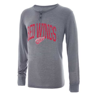 Men's Concepts Sport Gray Detroit Red Wings Takeaway Henley Long Sleeve T-Shirt