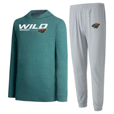 Men's Concepts Sport Gray/Green Minnesota Wild Meter Pullover Hoodie & Jogger Pants Set