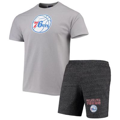 Men's Concepts Sport Gray/Heathered Charcoal Philadelphia 76ers Pitch T-Shirt & Shorts Set