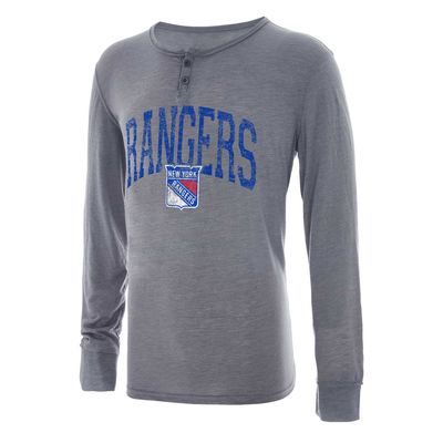 Men's Concepts Sport Gray New York Rangers Takeaway Henley Long Sleeve T-Shirt