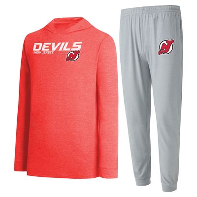 Men's Concepts Sport Gray/Red New Jersey Devils Meter Pullover Hoodie & Jogger Pants Set