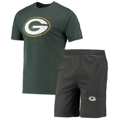 Men's Concepts Sport Green/Charcoal Green Bay Packers Meter T-Shirt & Shorts Set