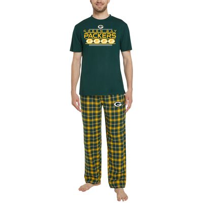 Men's Concepts Sport Green/Gold Green Bay Packers Arctic T-Shirt & Flannel Pants Sleep Set