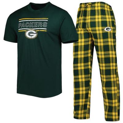 Men's Concepts Sport Green/Gold Green Bay Packers Badge Top & Pants Sleep Set