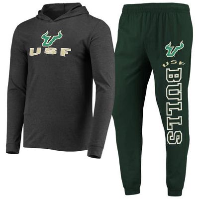 Men's Concepts Sport Green/Heather Charcoal South Florida Bulls Meter Long Sleeve Hoodie T-Shirt & Jogger Pajama Set