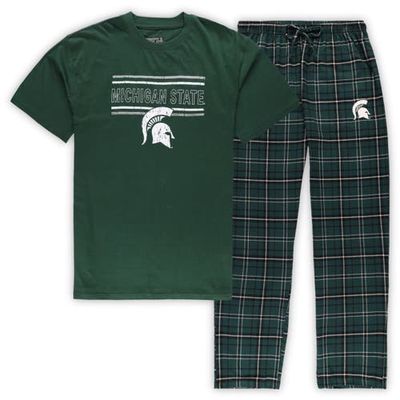 Men's Concepts Sport Green Michigan State Spartans Big & Tall Plaid Pants Sleep Set