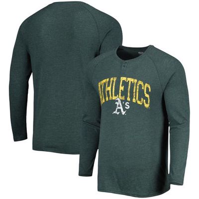 Men's Concepts Sport Green Oakland Athletics Inertia Raglan Long Sleeve Henley T-Shirt