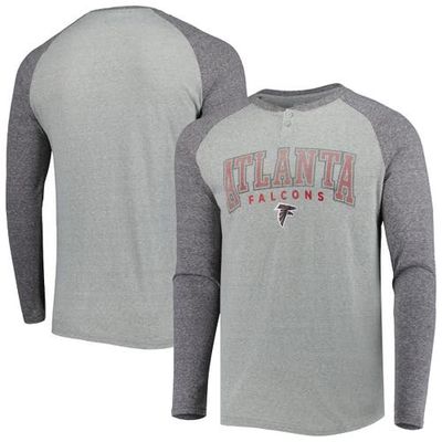 Men's Concepts Sport Heather Gray Atlanta Falcons Ledger Raglan Long Sleeve Henley T-Shirt