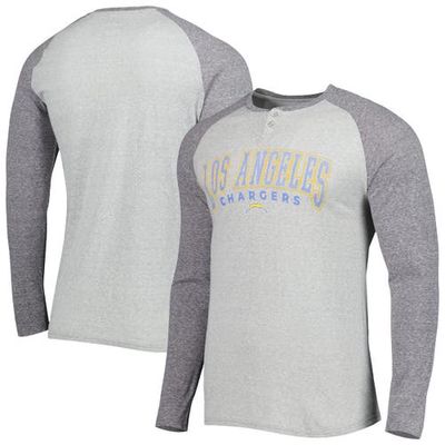 Men's Concepts Sport Heather Gray Los Angeles Chargers Ledger Raglan Long Sleeve Henley T-Shirt