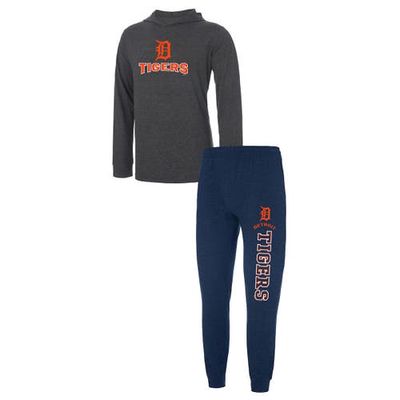 Men's Concepts Sport Heather Navy/Heather Charcoal Detroit Tigers Meter Pullover Hoodie & Joggers Set