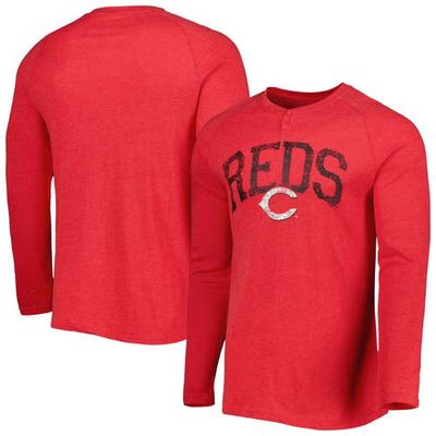 Men's Concepts Sport Heather Red Cincinnati Reds Inertia Raglan Long Sleeve Henley T-Shirt