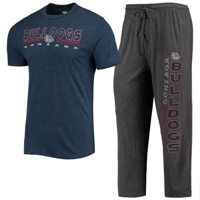 Men's Concepts Sport Heathered Charcoal/Navy Gonzaga Bulldogs Meter T-Shirt & Pants Sleep Set in Heather Charcoal