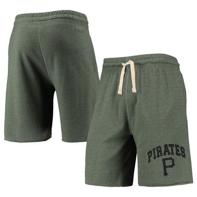 Men's Concepts Sport Heathered Green Pittsburgh Pirates Mainstream Logo Terry Tri-Blend Shorts in Heather Green