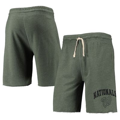 Men's Concepts Sport Heathered Green Washington Nationals Mainstream Logo Terry Tri-Blend Shorts in Heather Green