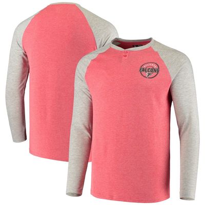 Men's Concepts Sport Heathered Red Atlanta Falcons Parkway Raglan Henley Long Sleeve T-Shirt in Heather Red