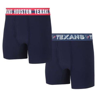Men's Concepts Sport Houston Texans Gauge Knit Boxer Brief Two-Pack in Navy