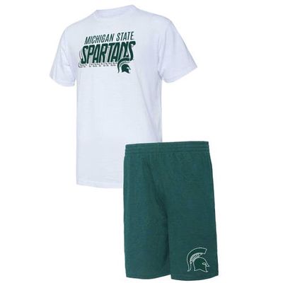 Men's Concepts Sport Hunter Green/White Michigan State Spartans Downfield T-Shirt & Shorts Set