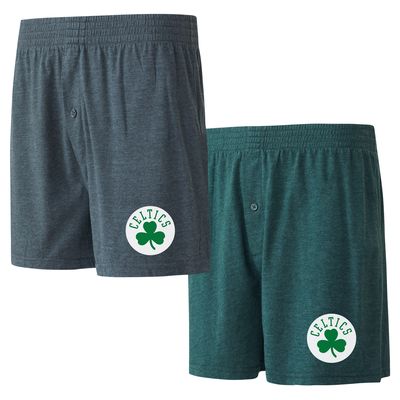 Men's Concepts Sport Kelly Green/Charcoal Boston Celtics Two-Pack Jersey-Knit Boxer Set