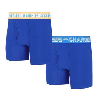 Men's Concepts Sport Los Angeles Chargers Gauge Knit Boxer Brief Two-Pack in Royal